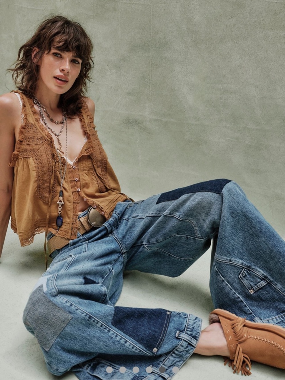 NEW Free People We The Free Head Over Heels Patchwork Wide Leg Denim Jeans 26 - Picture 6 of 16